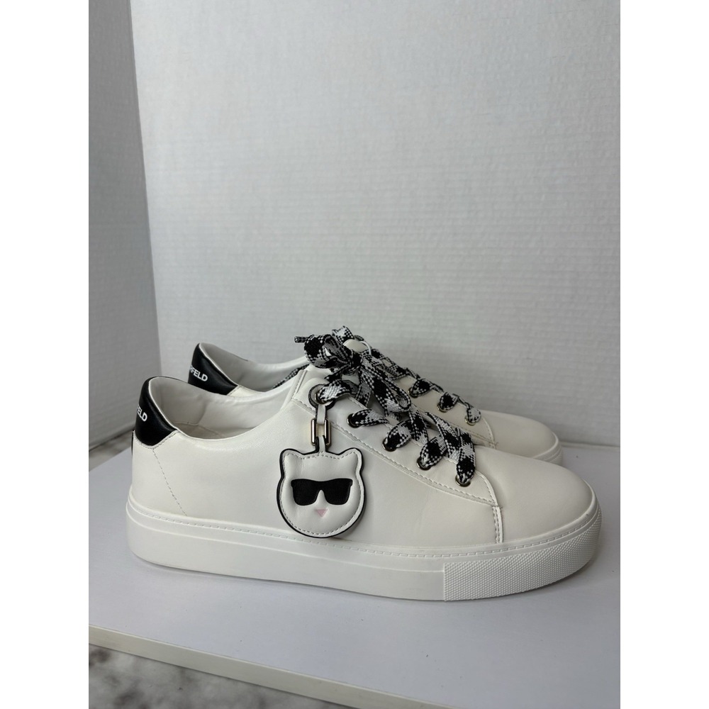 Karl Lagerfeld Paris Capree White Sneakers with Choupette Charm New Size 11